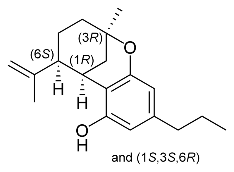 Chemical structure of delta-7-trans-isotetrahydrocannabivarin.