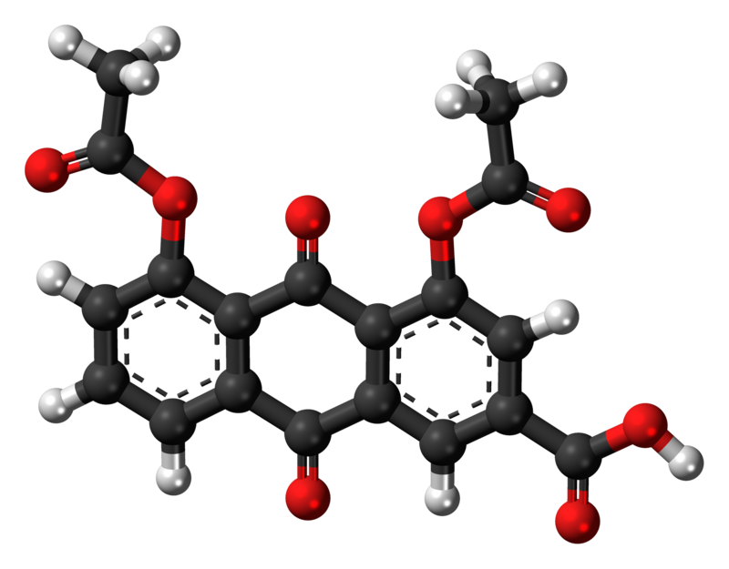 Ball-and-stick model of the diacerein molecule