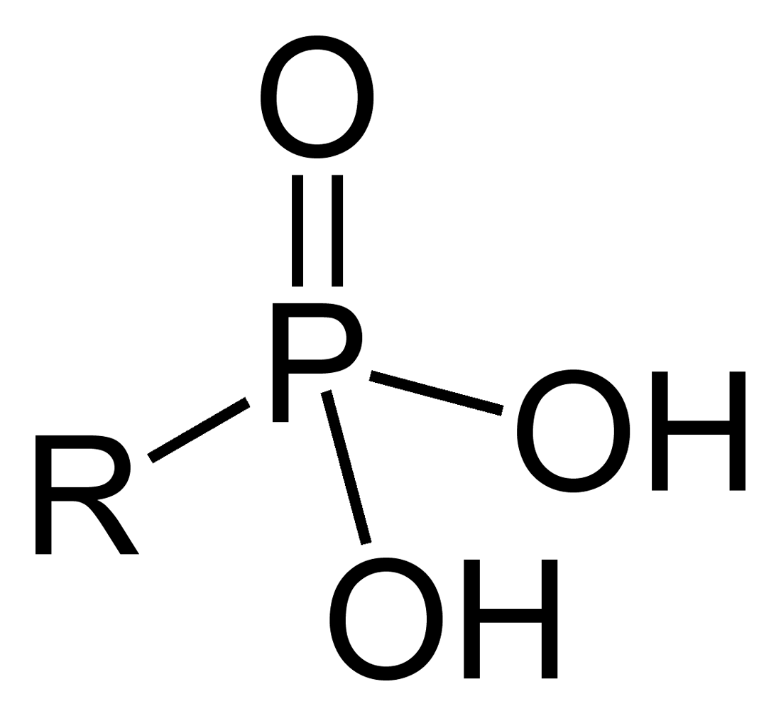 The general structure of an organic phosphonic acid