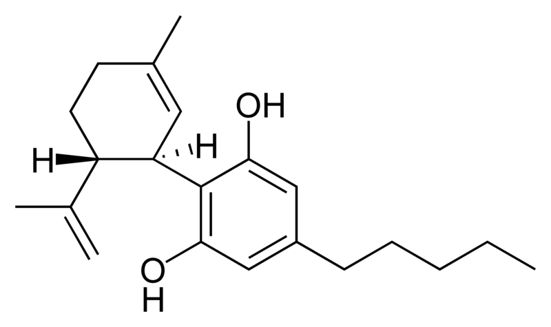 Chemical structure of cannabidiol.