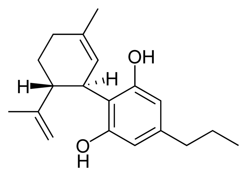 Chemical structure of cannabidivarin.