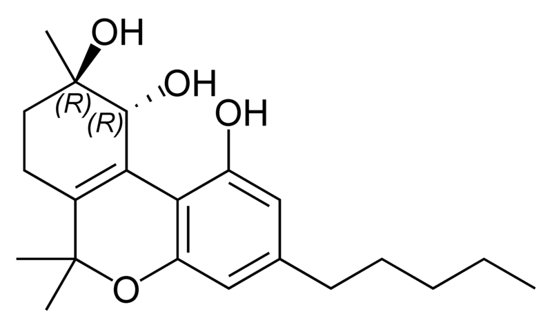 Chemical structure of (-)-trans-cannabitriol.