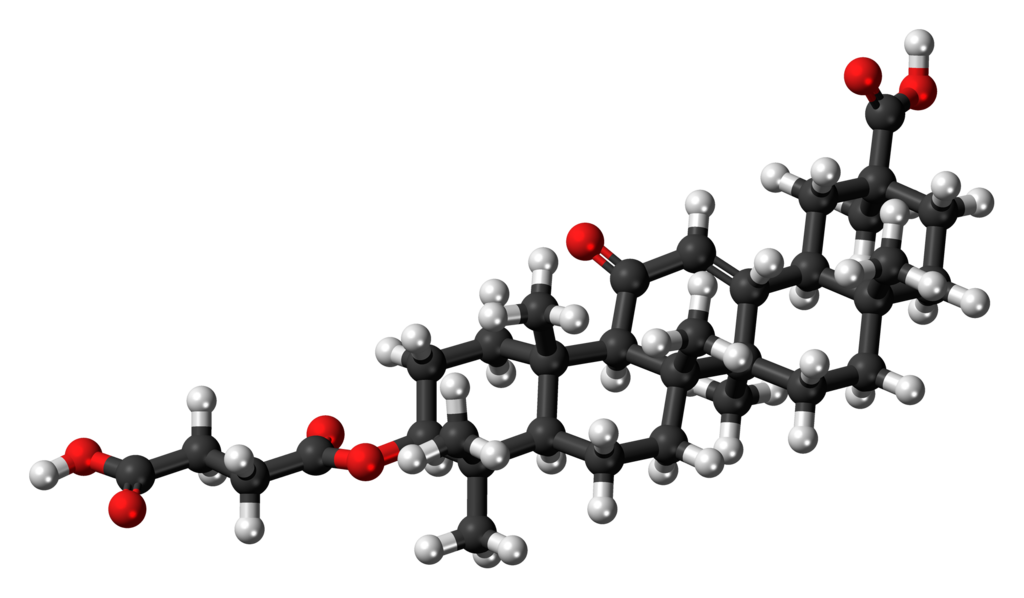 Ball-and-stick model of the carbenoxolone molecule