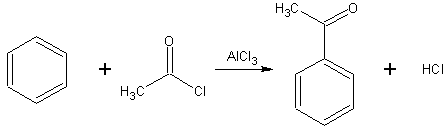 Friedel-Crafts acylation of benzene by acetyl chloride