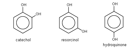 Catechol, resorchinol and hydroquinone