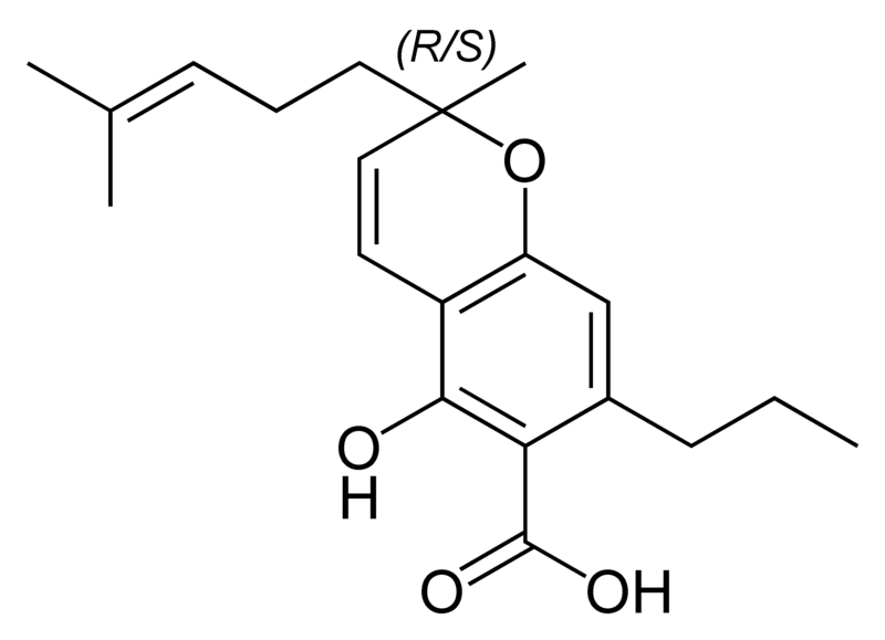 Chemical structure of cannabichromevarinic acid A.