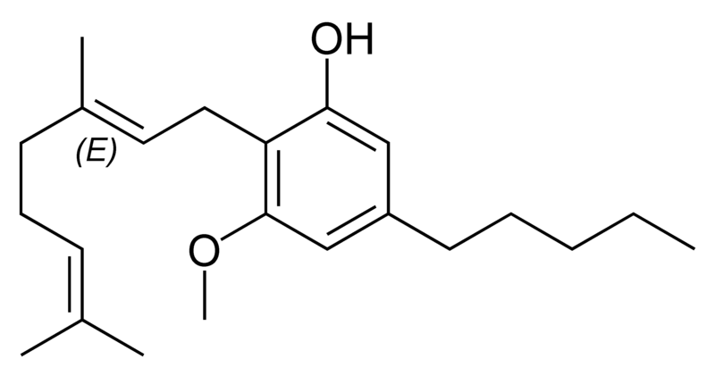 Chemical structure of cannabigerol monomethyl ether.