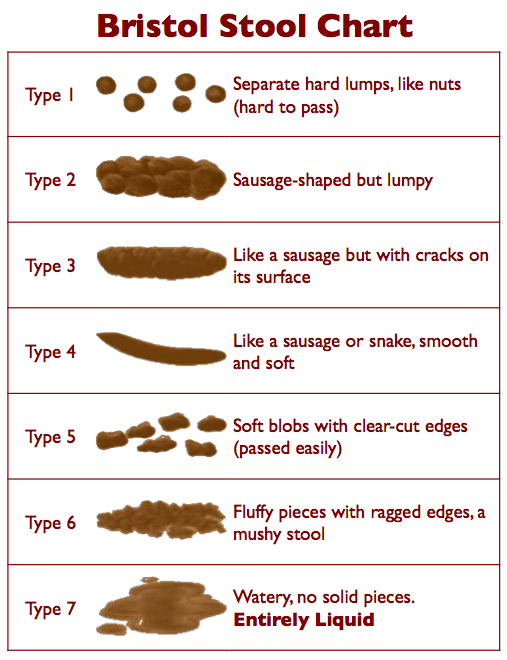 Types 1 and 2 on the Bristol Stool Chart indicate constipation