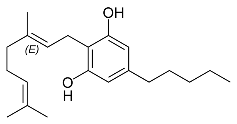 Chemical structure of cannabigerol.