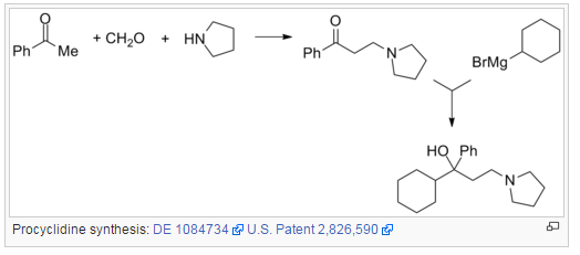 Procyclidine synthesis: DE 1084734  U.S. Patent 2,826,590