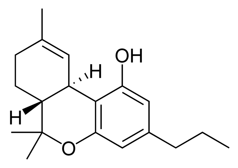Chemical structure of delta-9-tetrahydrocannabivarin.