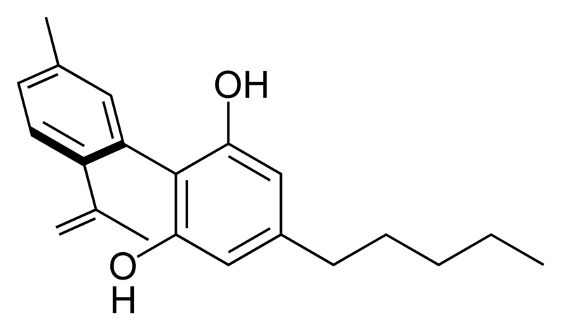 Chemical structure of cannabinodiol.