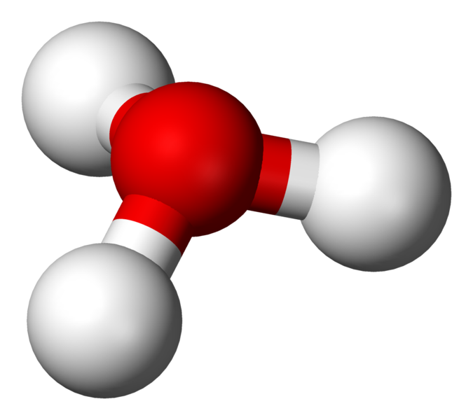 Ball-and-stick model of the hydronium ion